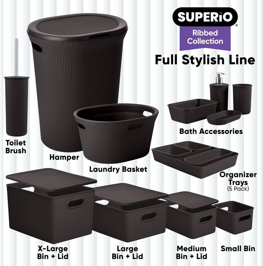 Decorative Plastic Basket Lidded Home Storage Bins Organizer Baskets, Large B...