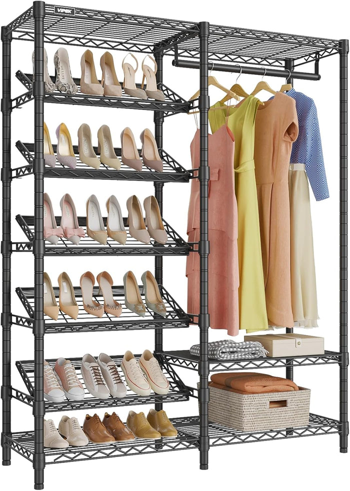 VIPEK S20 Heavy Duty Clothes Rack with 7-Tiers Shoe Shelves, Black