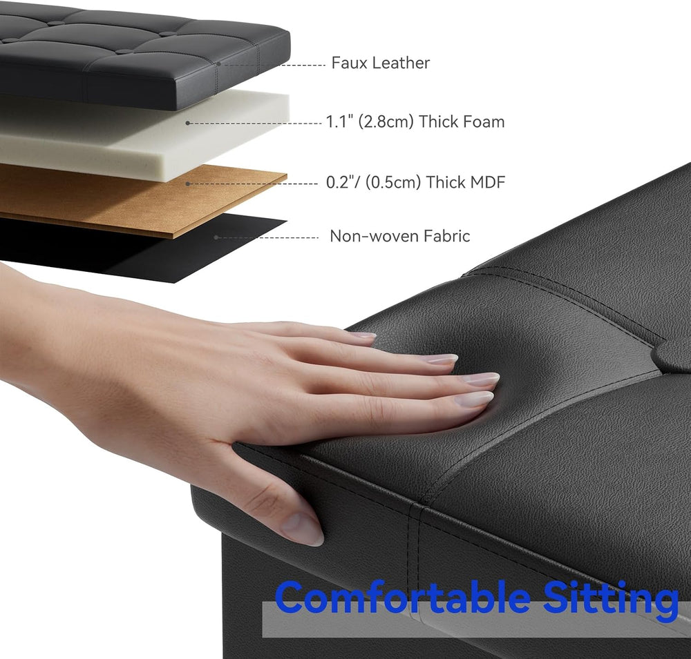 BRIAN & DANY 30 Inches Storage Ottoman Bench, Faux Leather Ottoman with S...