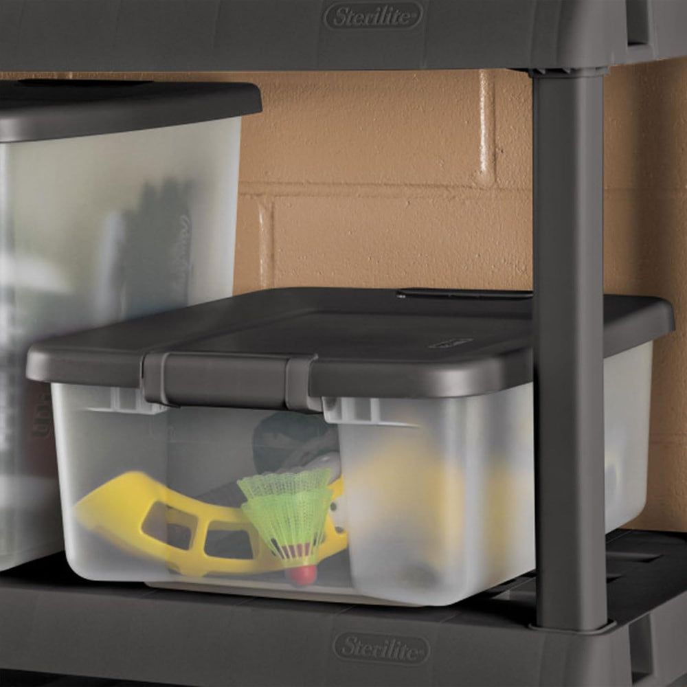 Sterilite 25 Qt ShelfTote, Stackable Storage Bin with Latching Lid, Plastic C...