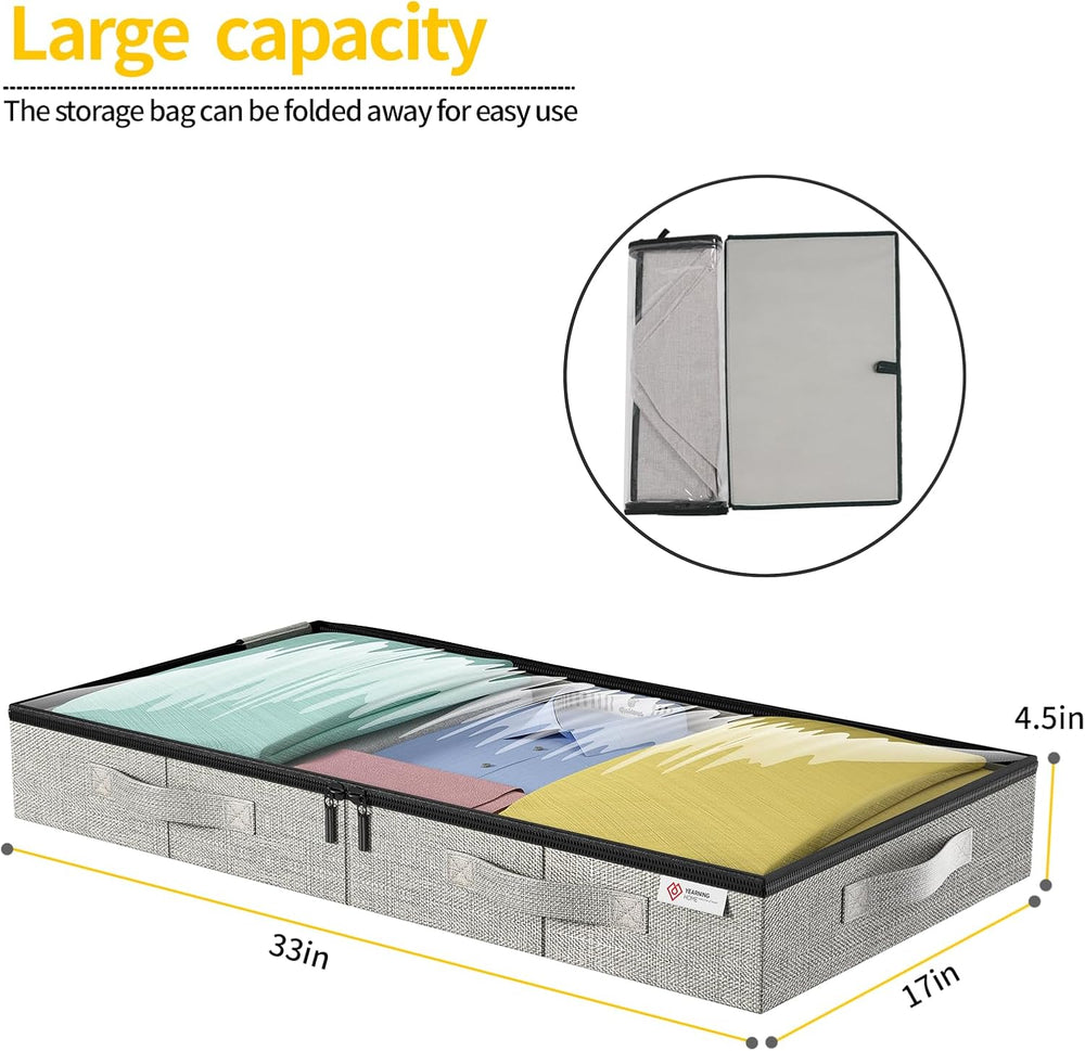 4.5 Inches Under Bed Storage Containers with Sturdy Sidewalls/Bottom and Rein...