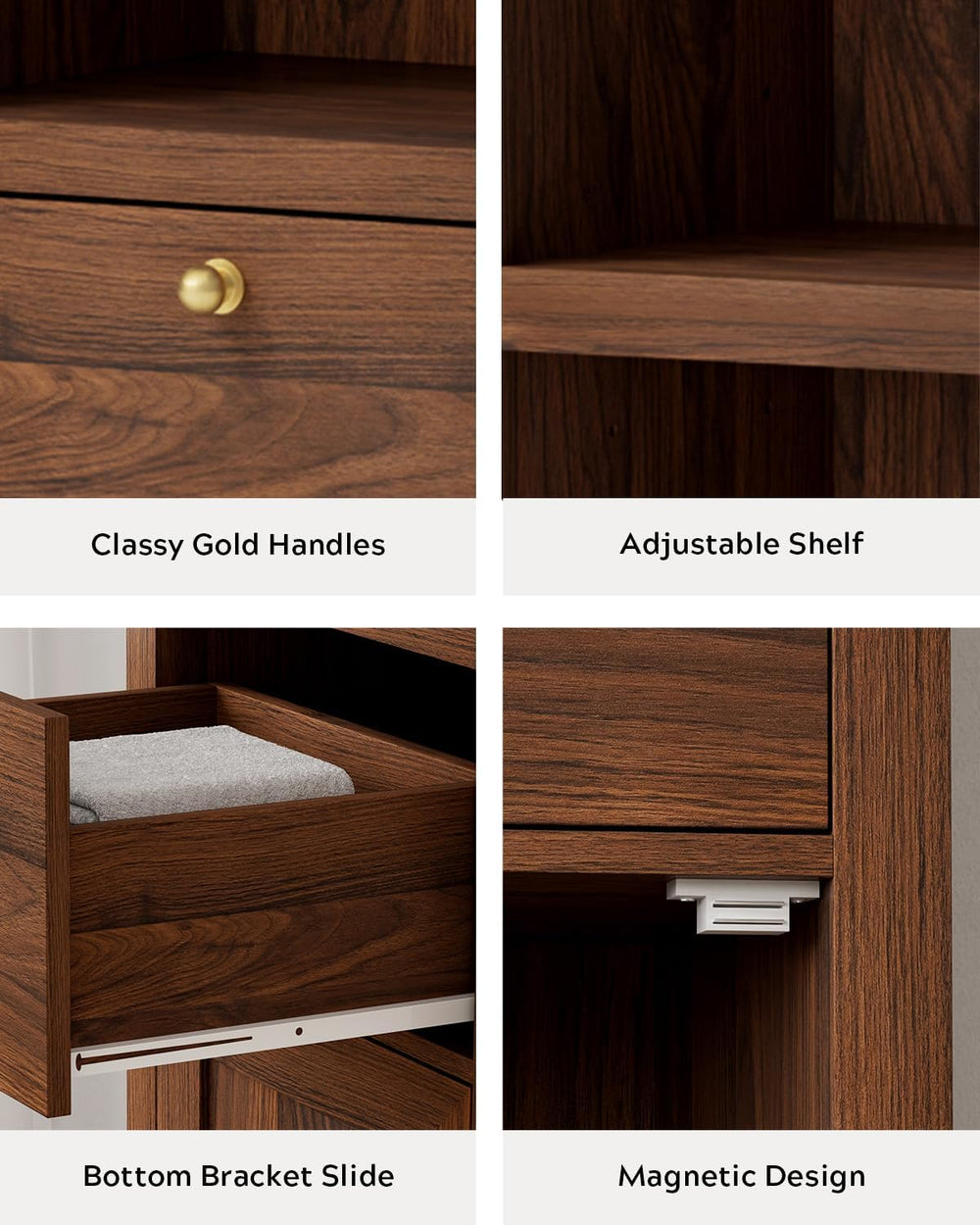 EYYTHUNG Arched Bathroom Narrow Storage Cabinet with Door and Drawer, 67&quot...