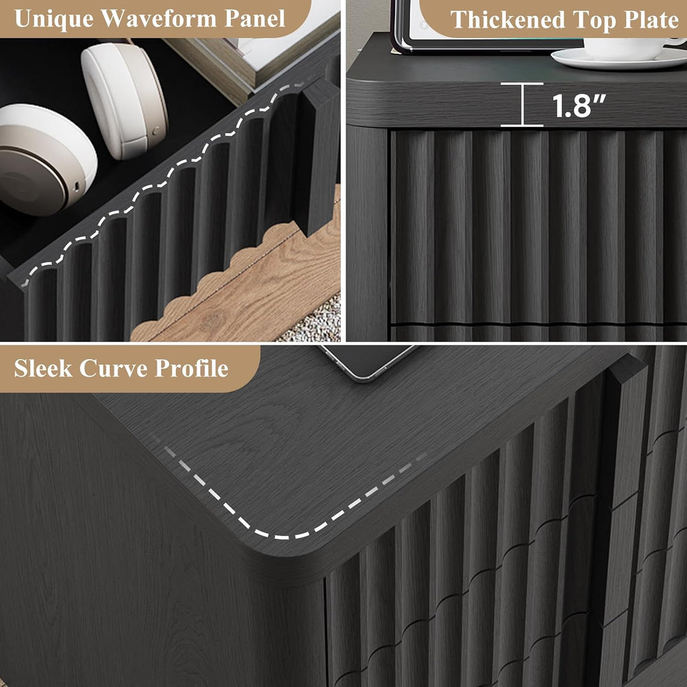 Fluted Dresser for Bedroom, 47" Wide 6 Drawer Dresser, Modern Chest of D...
