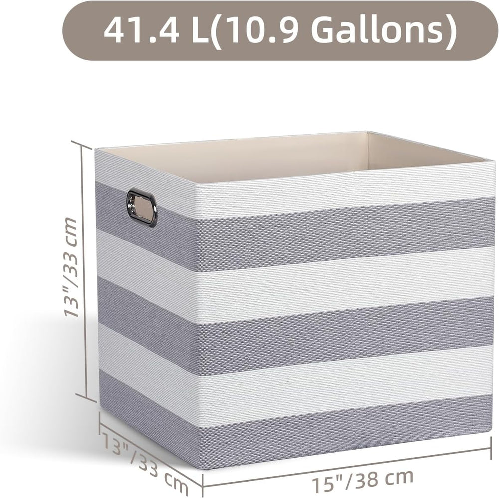 13 x 15 x 13 Inch Stripe Linen Storage Cube for Home Organizing, Pack of 4
