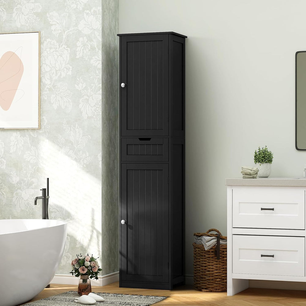 Iwell 66.9" Tall Bathroom Storage Cabinet with 2 Doors & 1 Drawer, N...