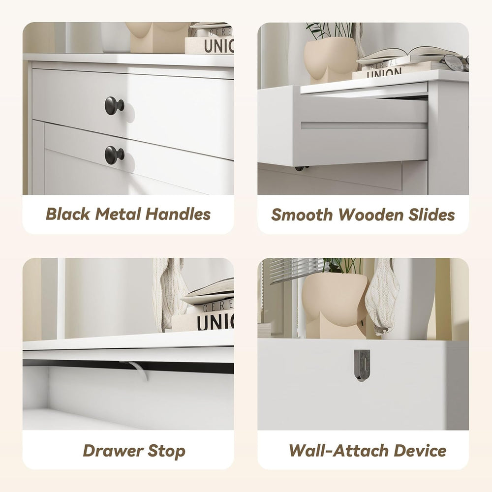FTZxHKLX Shoe Cabinet with 2 Flip Drawers, Slim Shoe Storage Cabinet, White
