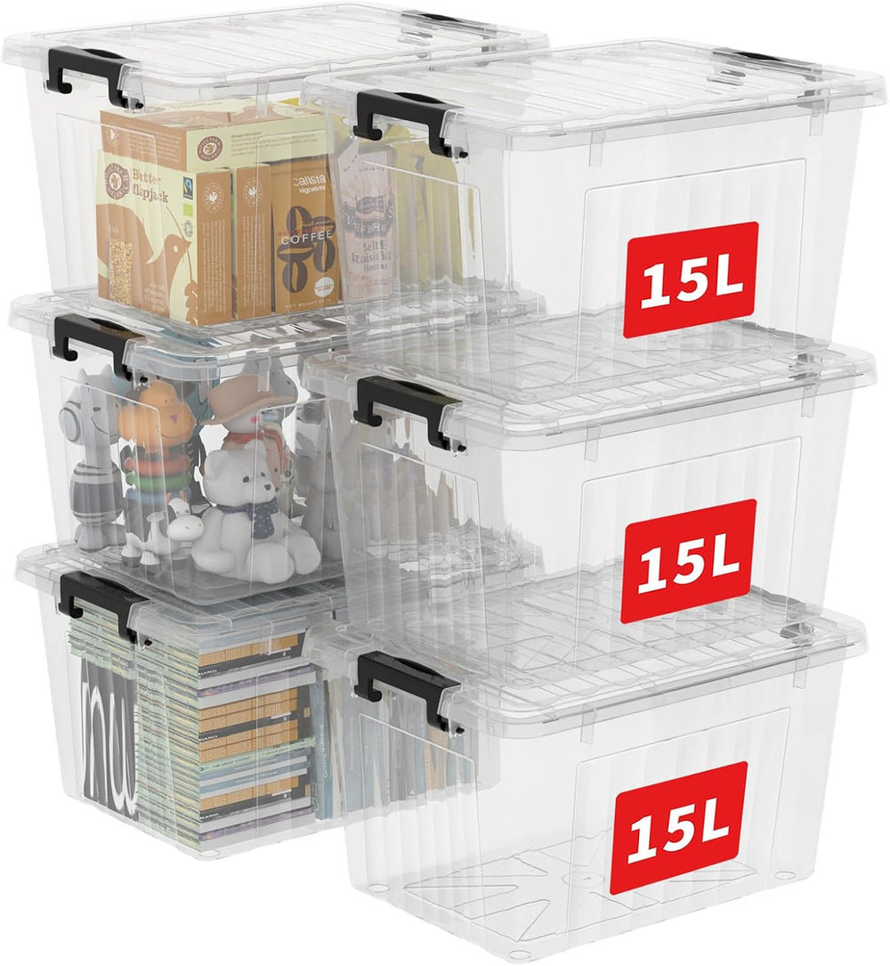 Cetomo 18Qt*6 Plastic Storage Bins, Storage Box, 6 Pack, Organizing Container...