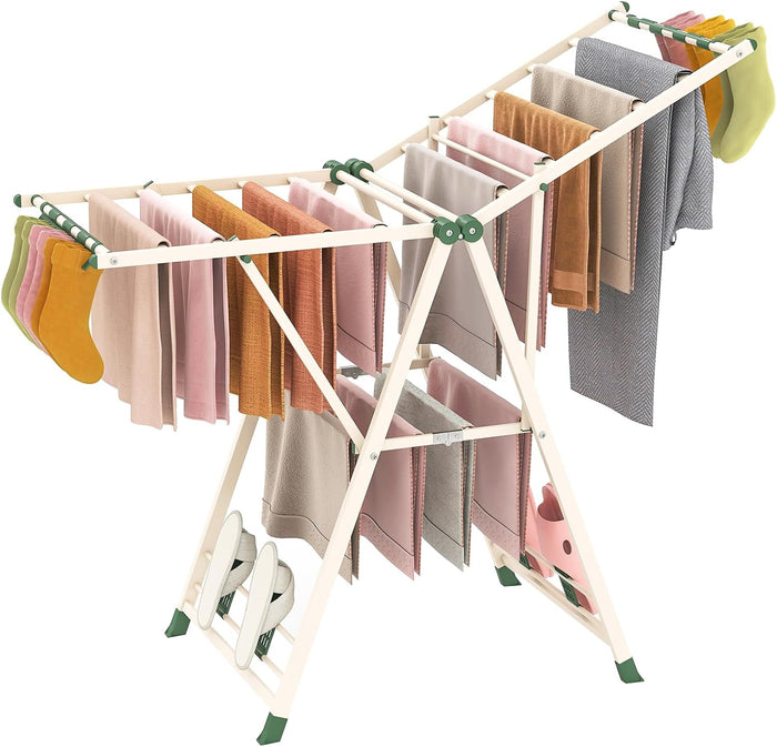 GIANTEX Foldable Metal Clothes Drying Rack, 55.5" Height Adjustable Wings