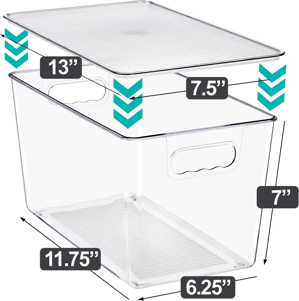 Sorbus Clear Storage Bins with Lids for Kitchen (Extra Large, 8 Pack)
