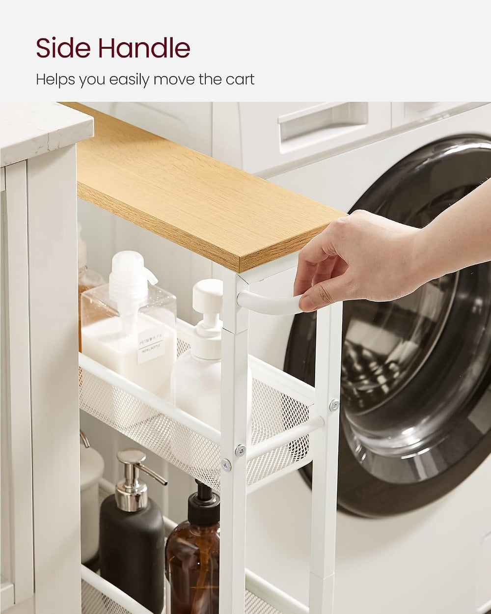 VASAGLE 4-Tier Slim Rolling Storage cart with Wheels, 5.1 Inches, Metal