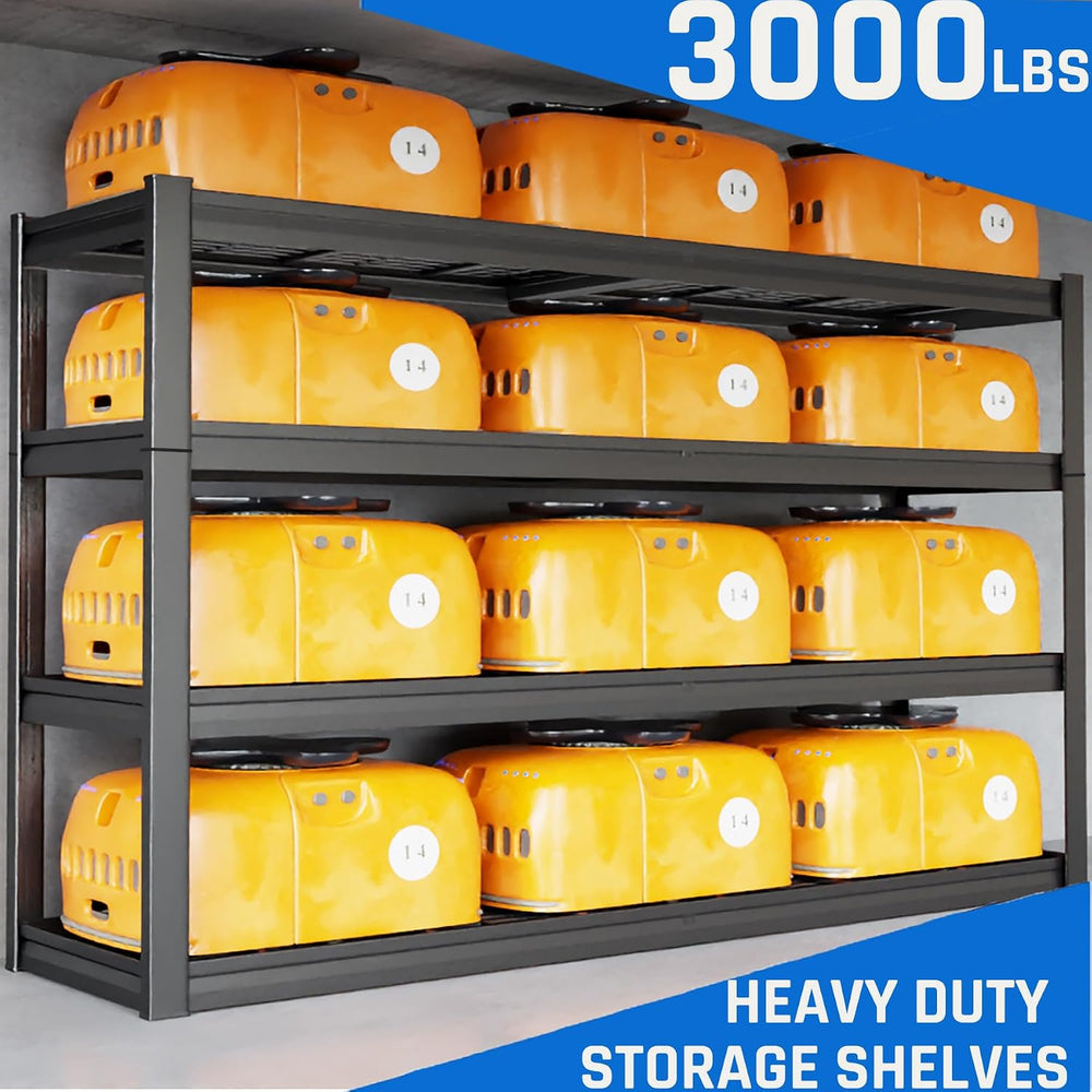 36" Deep Garage Shelving Heavy Duty, 4 Tier Garage Shelves, Adjustable S...