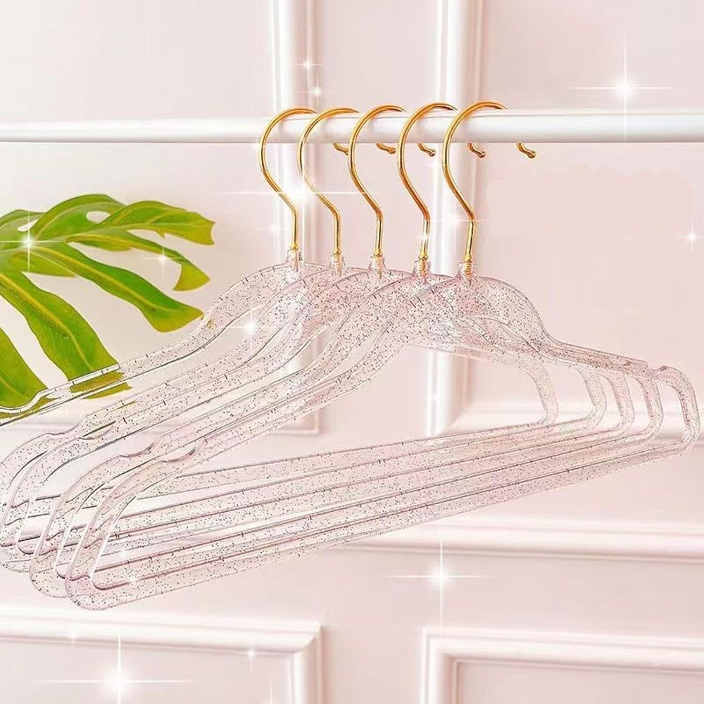 Pink Clothes Hangers 16", 40 Pack Plastic Clear Coat Hanger for Adult Cl...