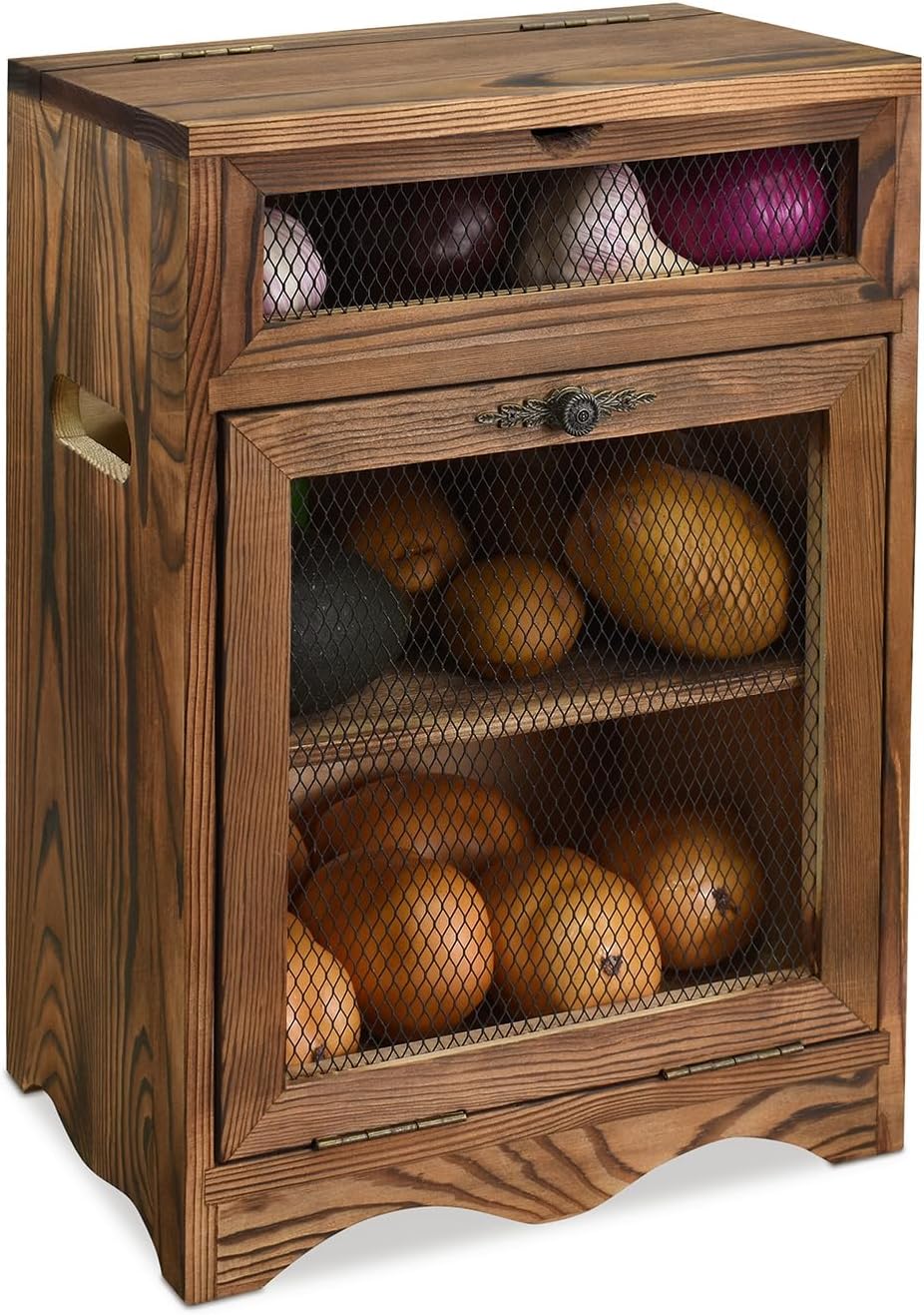 Ikee Design Free Assemble Wood Countertop Potato and Onion Storage Cabinet