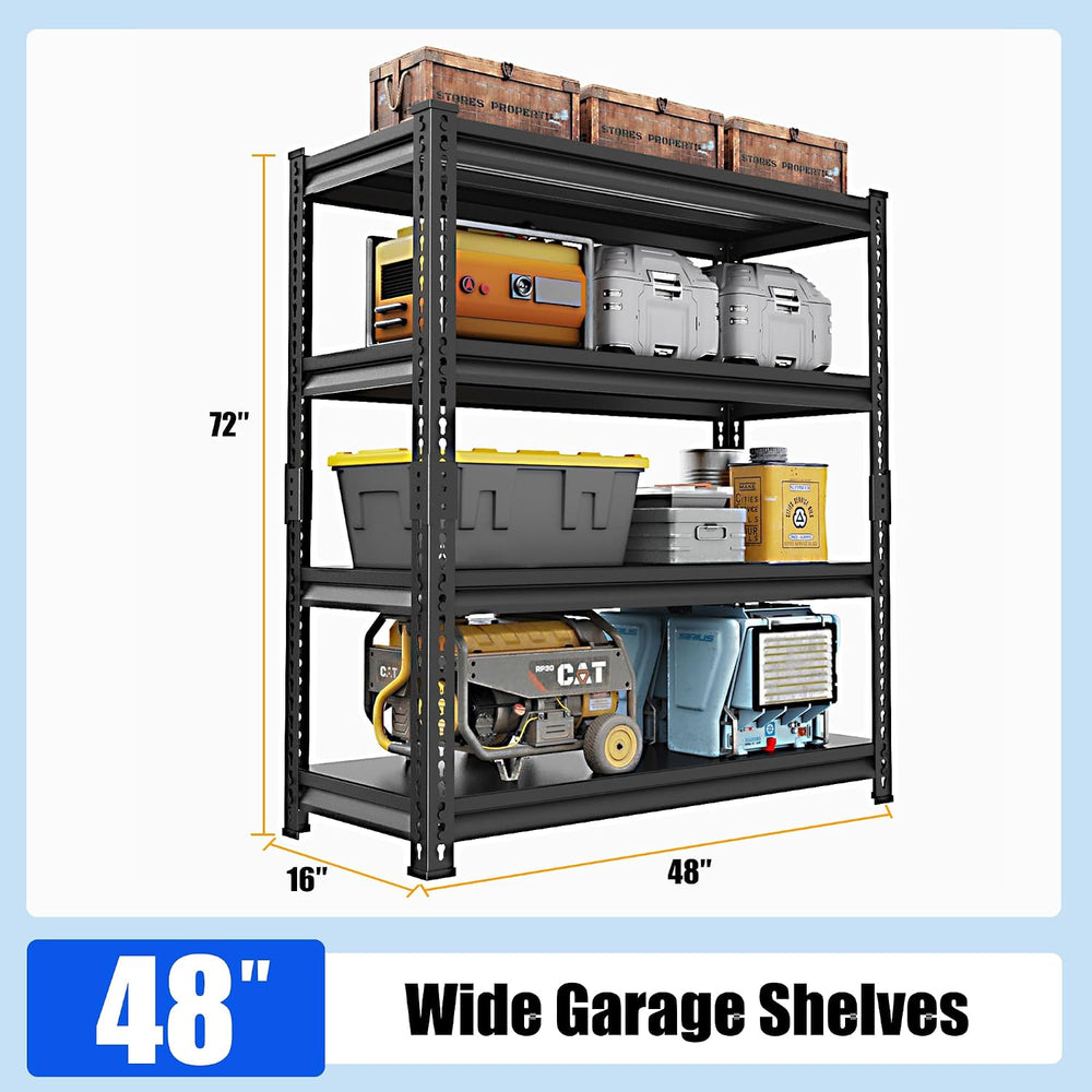 48" W Garage Shelving Heavy Duty, 1800LBS Loads Adjustable Garage Storag...
