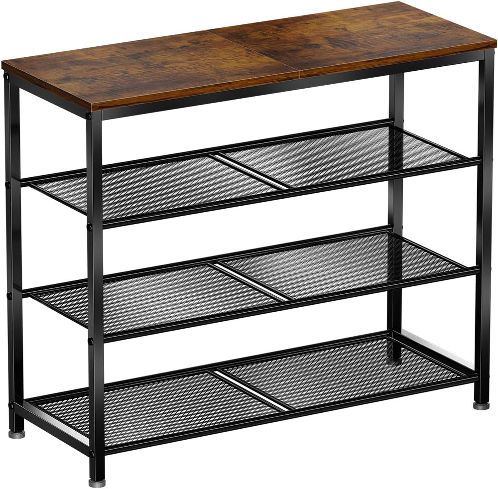 4 Tier Metal Shoe Rack for Entryway, 31" Wide Shoe Storage Organizer
