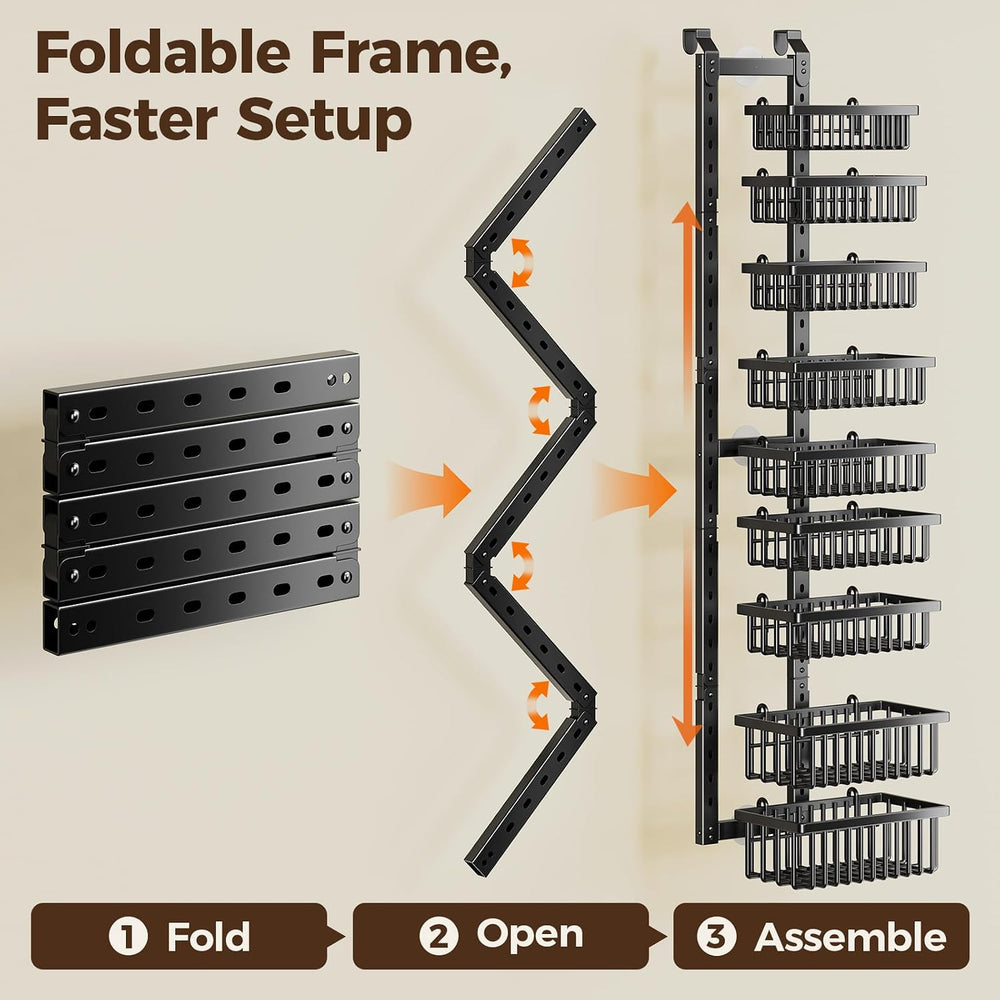 POKIPO 9 Tier Narrow Over The Door Pantry Organizer, 2 in 1 Wall Mount or Han...