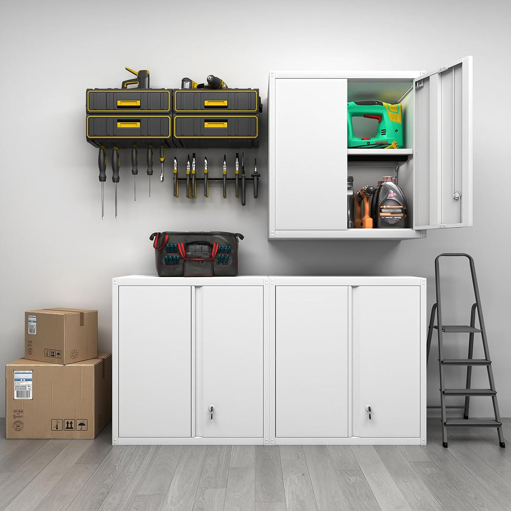 GREATMEET Metal Wall Cabinet, Wall Mounted Storage Cabinet with Lock for Gara...