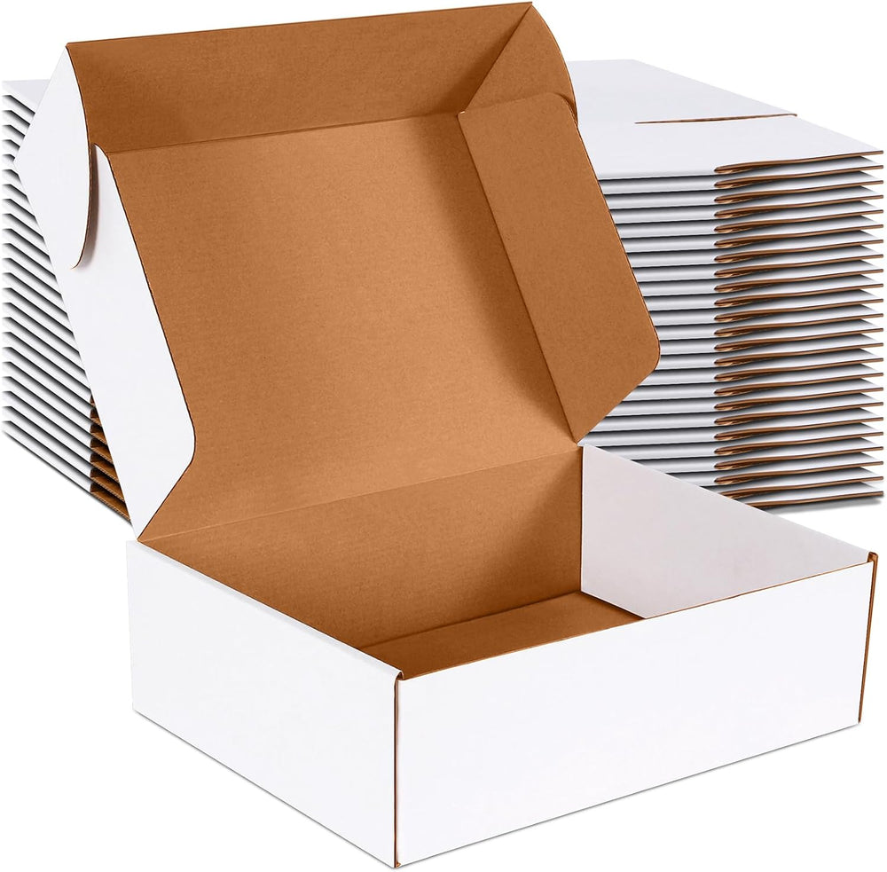 12x9x4 inch Shipping Boxes Set of 20, White Corrugated Cardboard Box Literatu...
