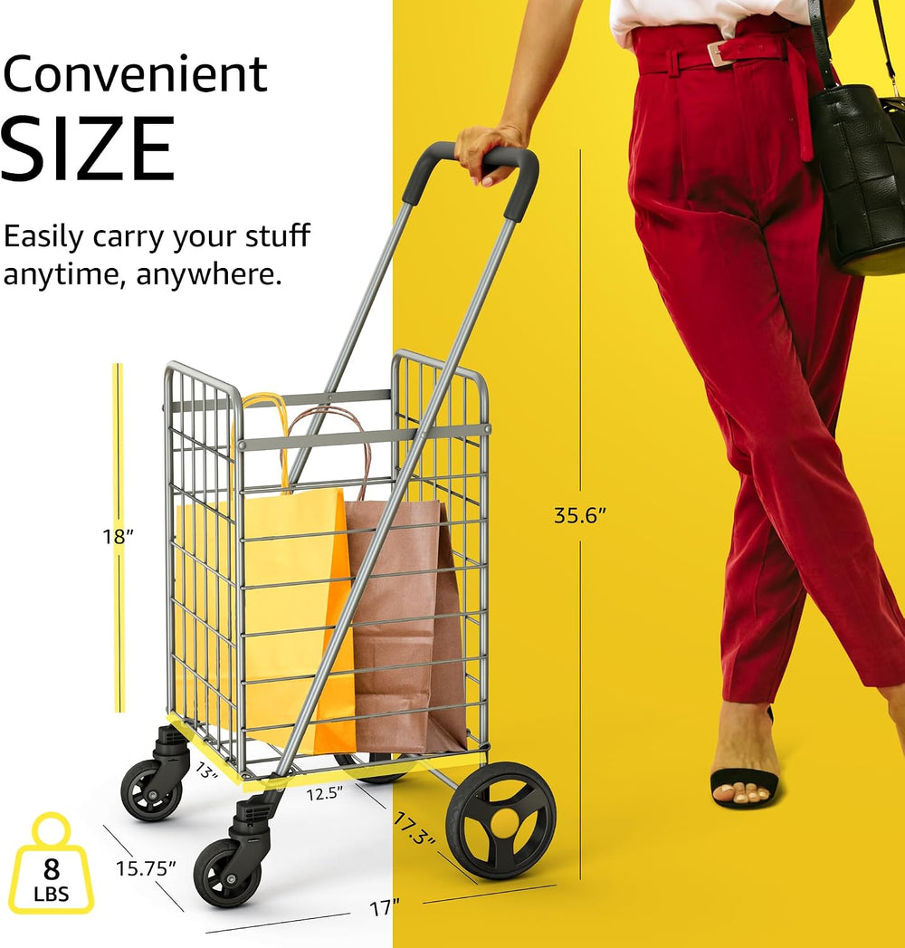 Our Modern Space Shopping Cart & 360° Swivel Wheels | Foldable Collapsibl...