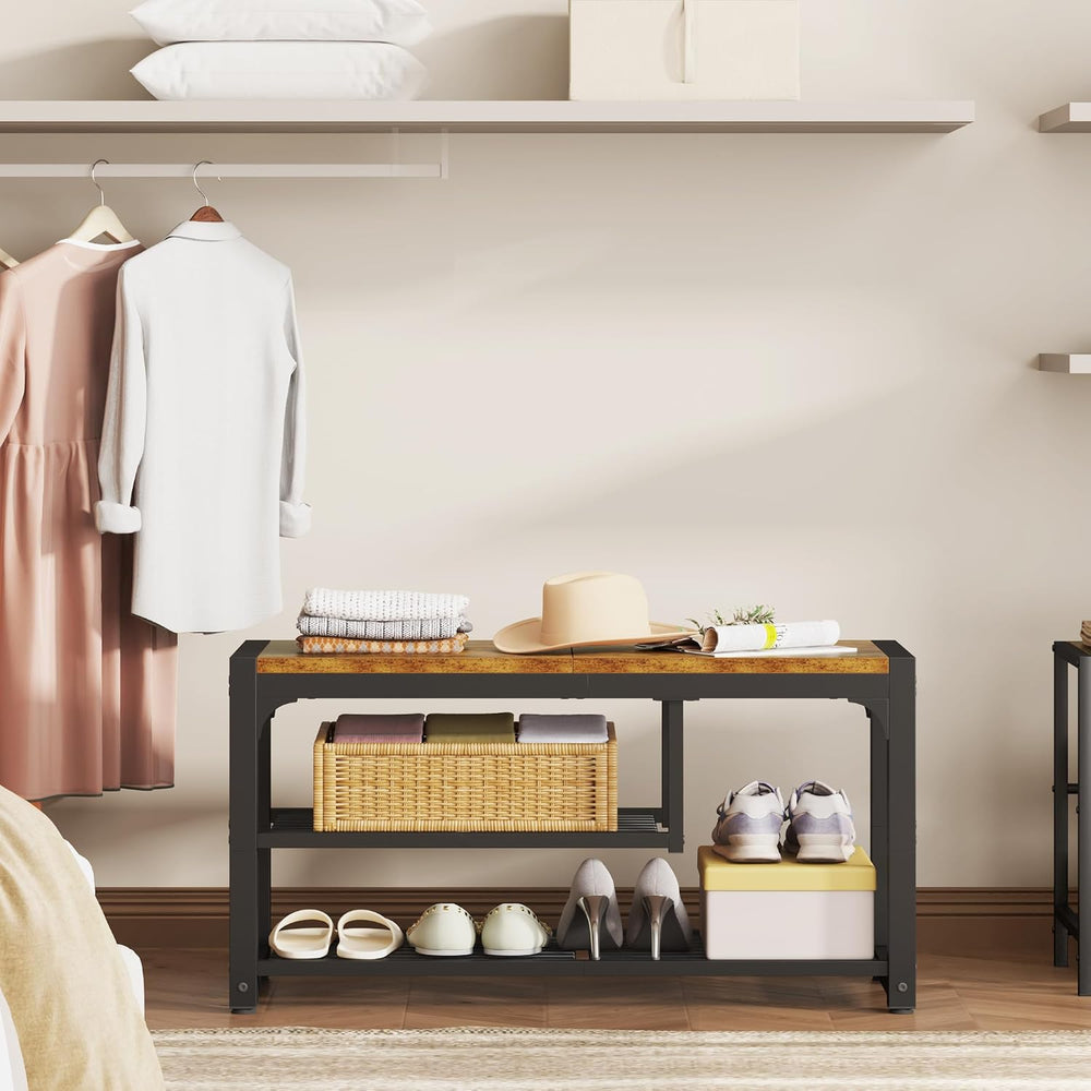 HOMEFORT Shoe Bench,3 Tiers Shoe Rack Bench,31.5" Shoe Storage Bench for...