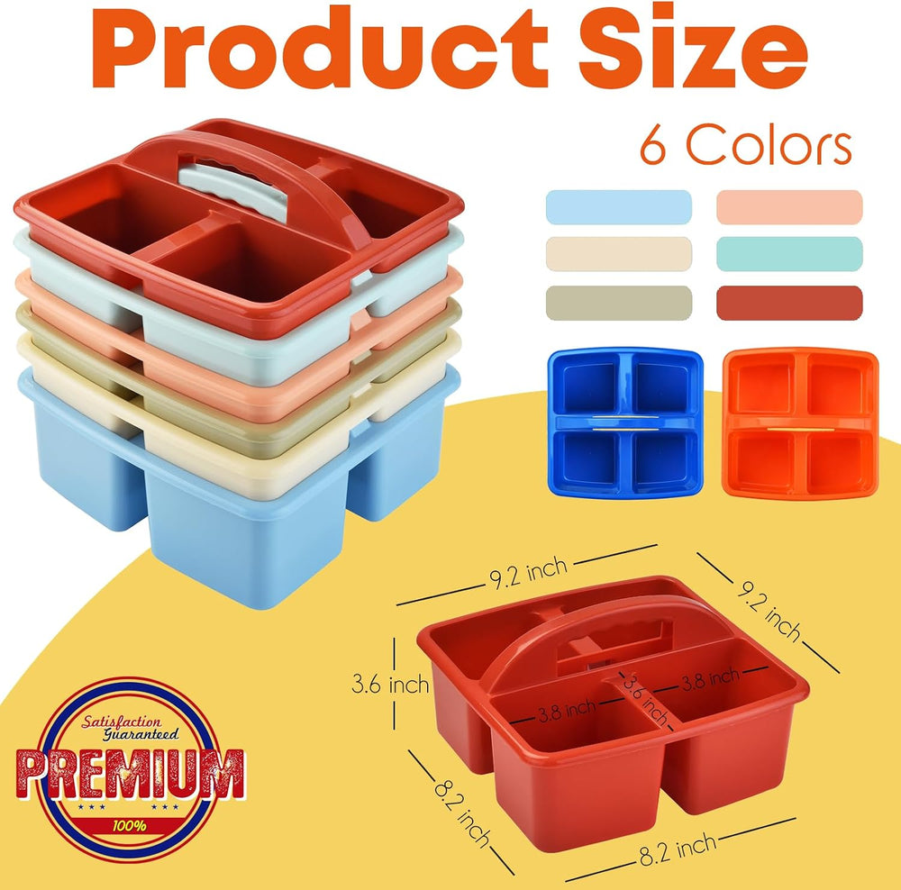 ALINK Plastic Classroom Caddy Organizer with Handle, 6-Pack 4 Compartments