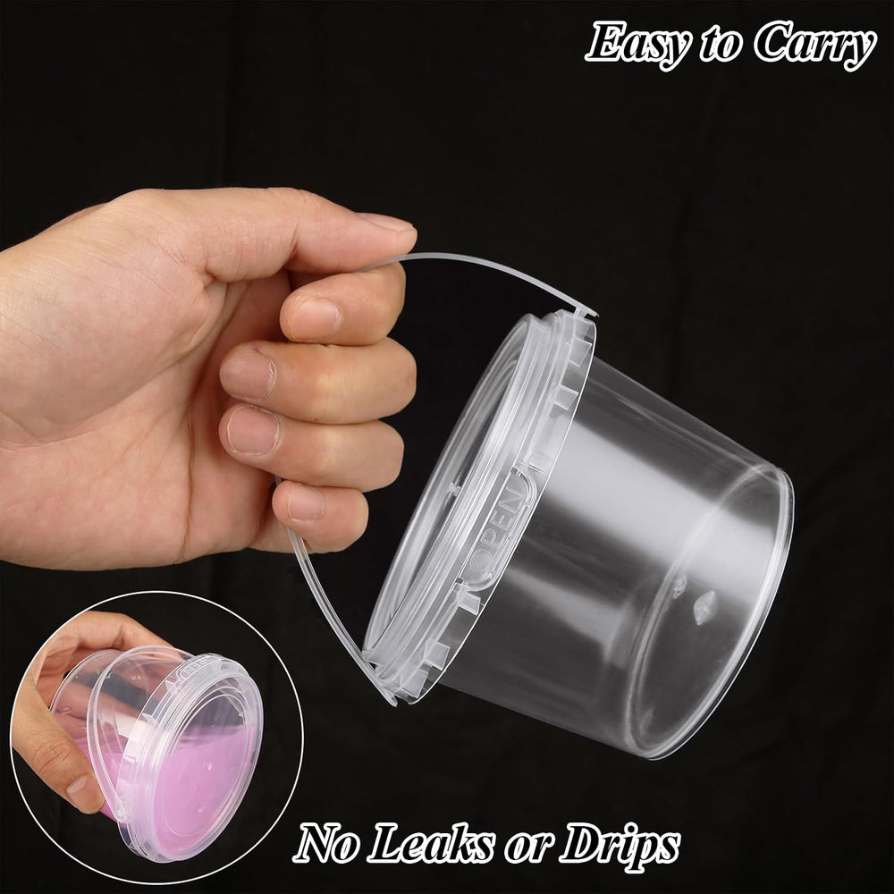 ZOFORTY 80PCS 10 oz Clear Buckets with Lid, Plastic Ice Cream Buckets with Li...