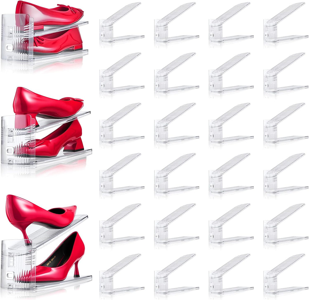 Adjustable Shoe Slots Organizer,30PACK Transparent Shoe Stackers Shoe Rack Ho...