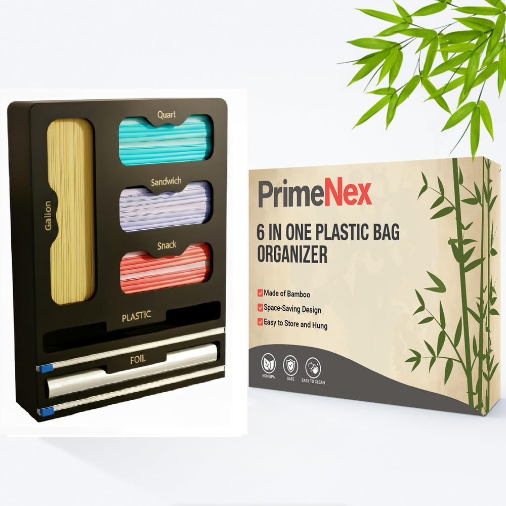 Storage Bag organizer, 6 in 1 Foil and Plastic Wrap Dispenser with Cutter, Ba...