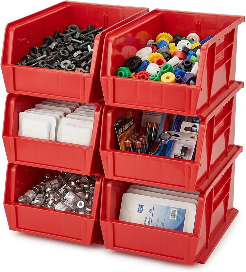 Quantum Storage QUS239 Heavy-Duty Stackable Plastic Storage Bins for Workshop...