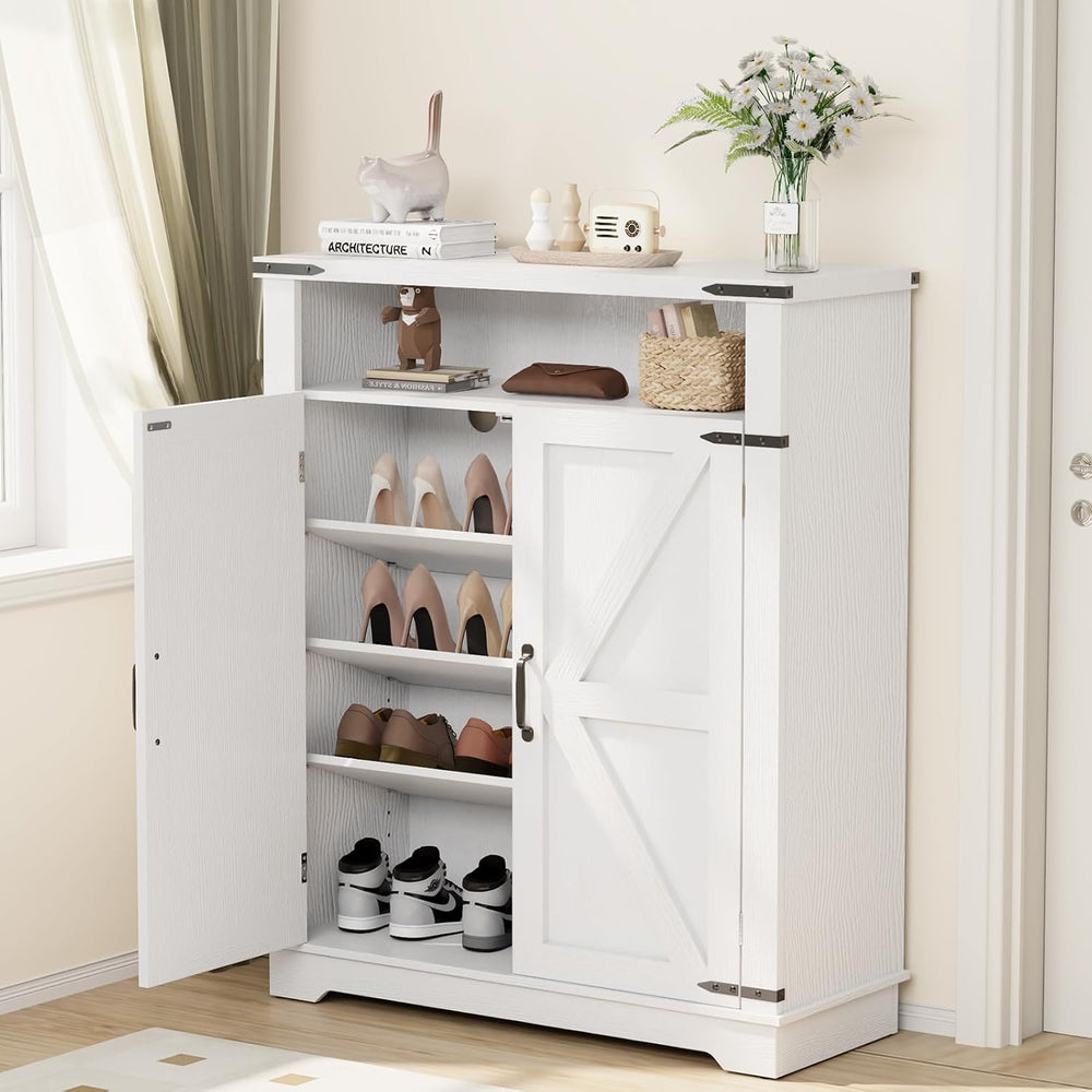 6-Tier Shoe Cabinet Holds Up to 20 Pairs, Entryway Shoe Rack, White