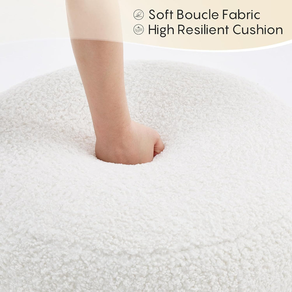 Flouki Pouf Ottoman Footrest, Foot Stools, Modern Round Upholstered Ottomans,...