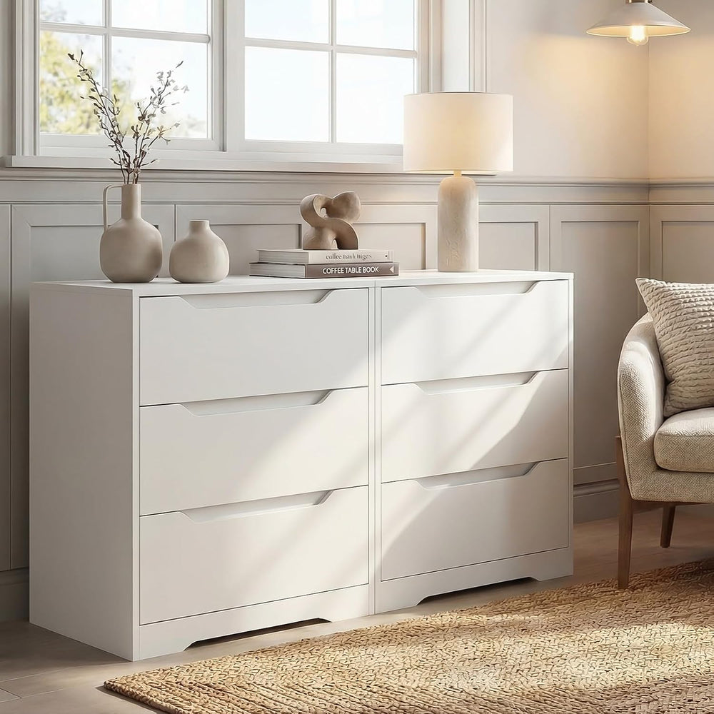 HOSTACK Modern 3 Drawers Dresser, Wood Chest of Drawers with Storage, White