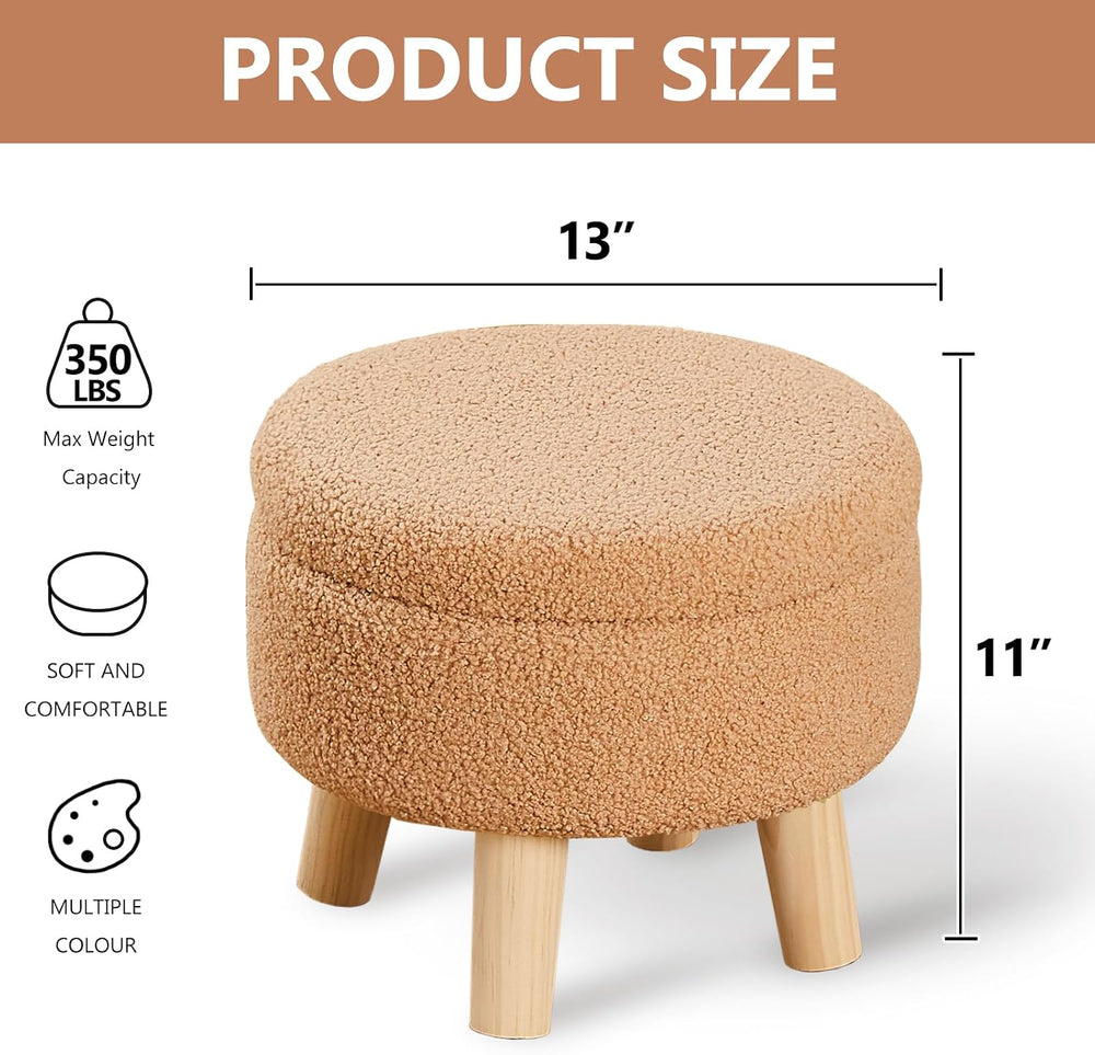 Wimarsbon Storage Ottoman, Modern Round Footrest with Soft Padded Seat, Teddy...