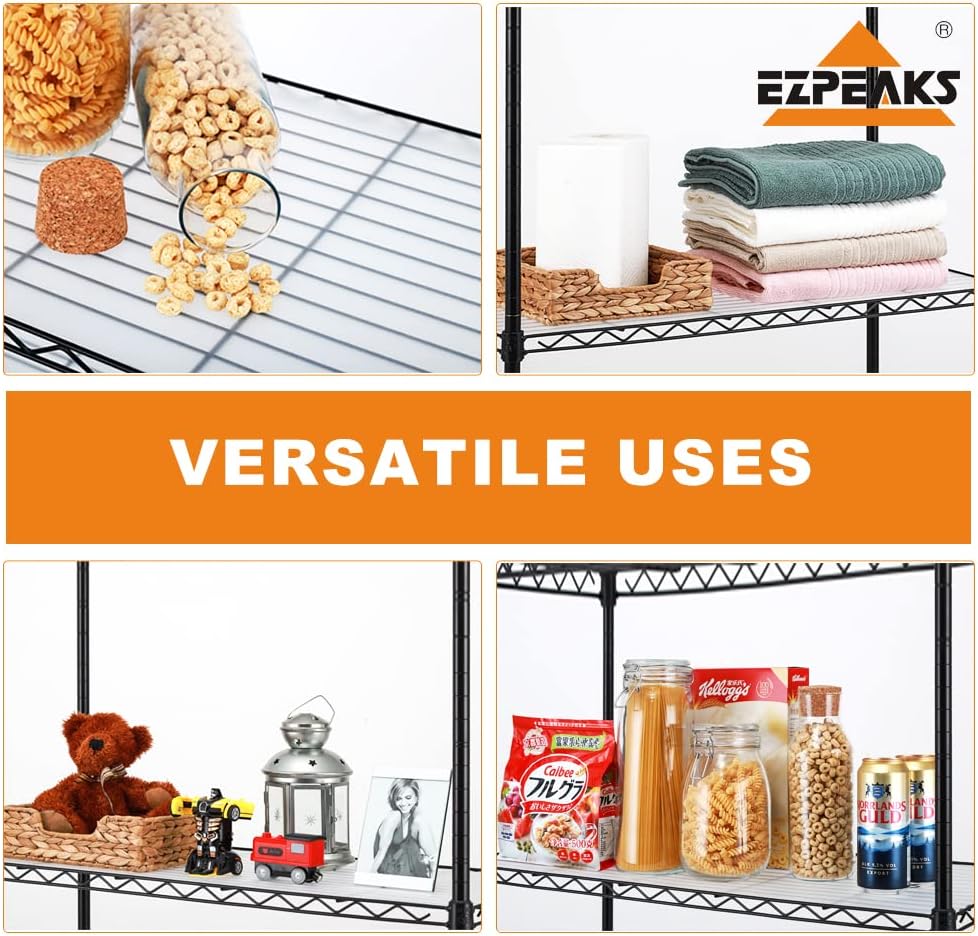 EZPEAKS 4-Shelf Shelving Unit with 4-Shelf Liners, 36" W X 16" D X ...