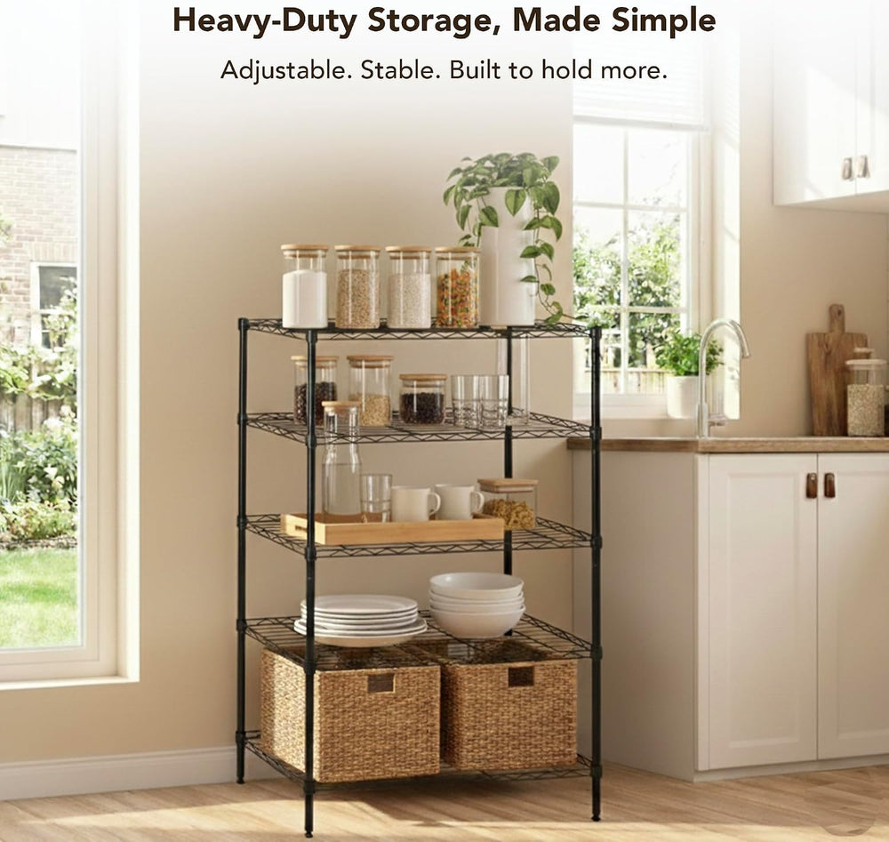 Displays By Jack 4 Tier Wire Shelving Unit Storage Rack, Metal Heavy Duty Uti...