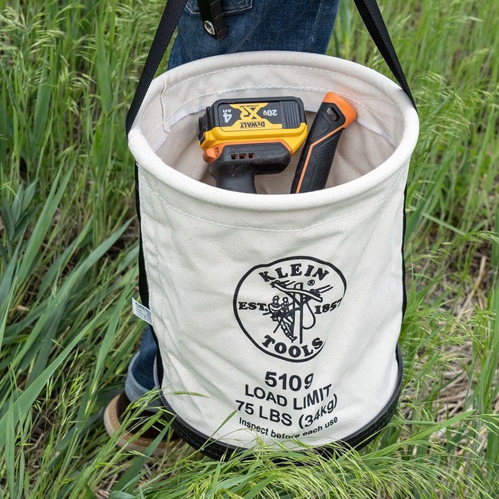 Klein Tools Canvas Bucket with Molded Bottom Holds 75-Pound Load and Klein To...