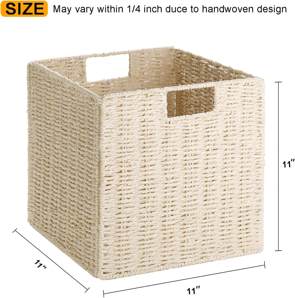 Vagusicc Wicker Storage Basket, Set of 2 Hand-Woven Paper Rope Storage Basket...