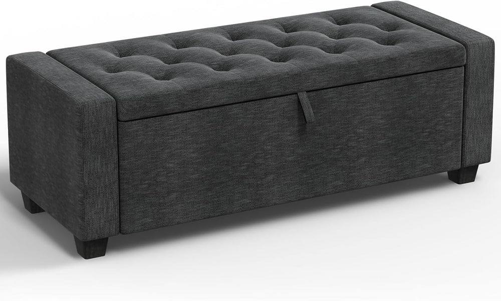 48''Storage Ottoman Bench，Ottoman Foot Rest with Legs，Storage Chest, ...