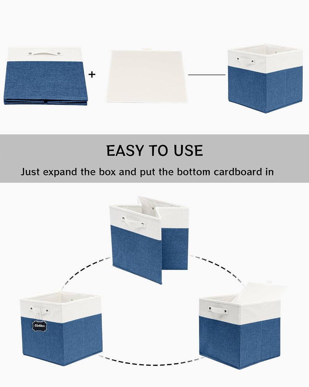 FinishingBo 13 inch Cube Storage Bins with Handles 6 Pack