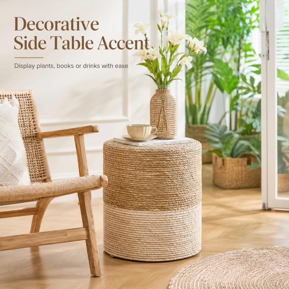 Wimarsbon Ottoman Poufs, 100% Natural Seagrass Pouffe, Hand Weave Round Foots...