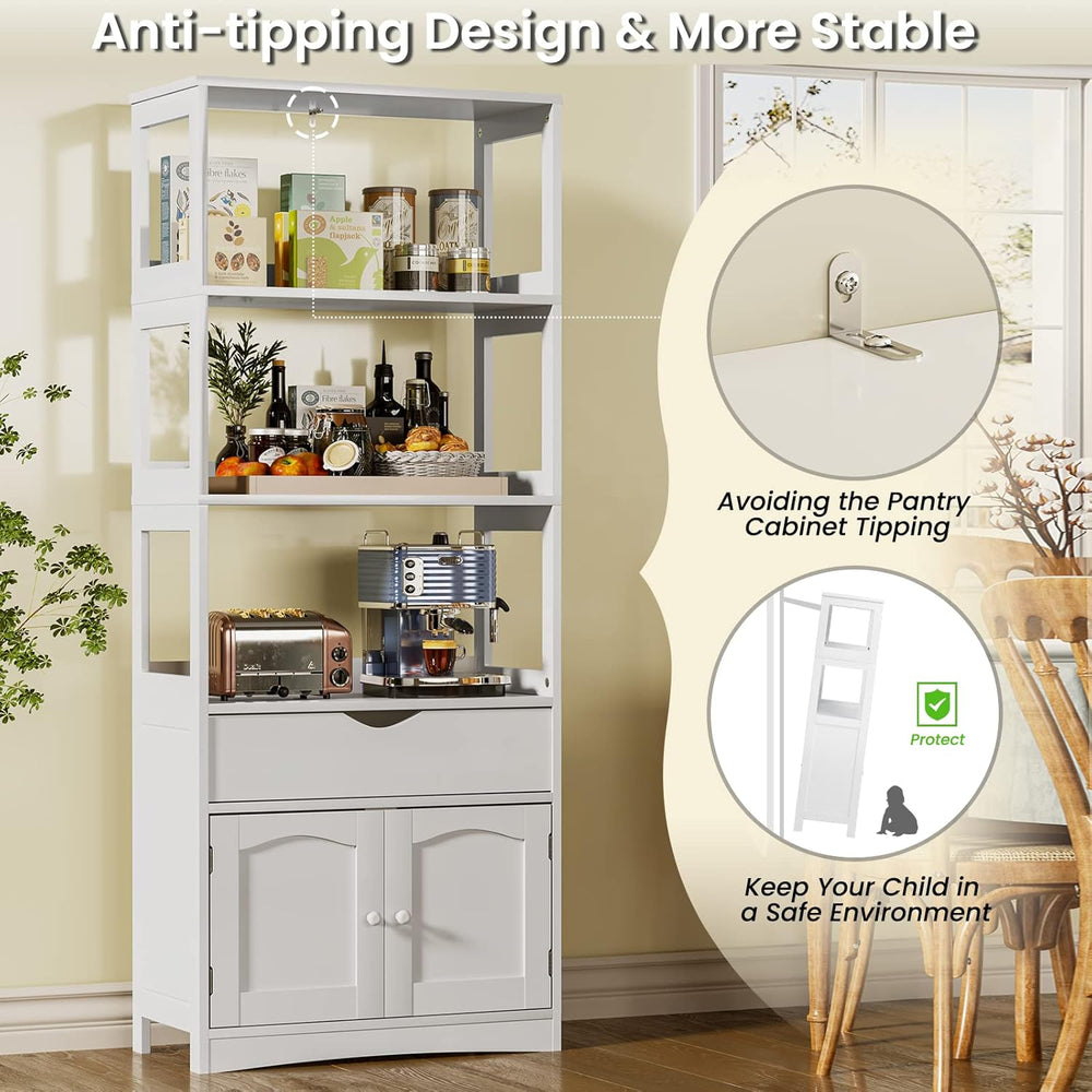 DICTAC Kitchen Pantry Storage Cabinets Freestanding Tall Bathroom Cabinet wit...