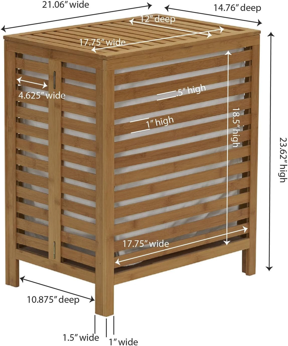 Household Essentials Bamboo Laundry Hamper, Slated Hamper with Natural Cotton...