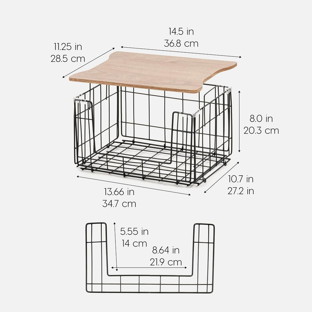 IRIS USA Wire Basket for Pantry Storage, 2 Pack, Easy Assembly, Stackable