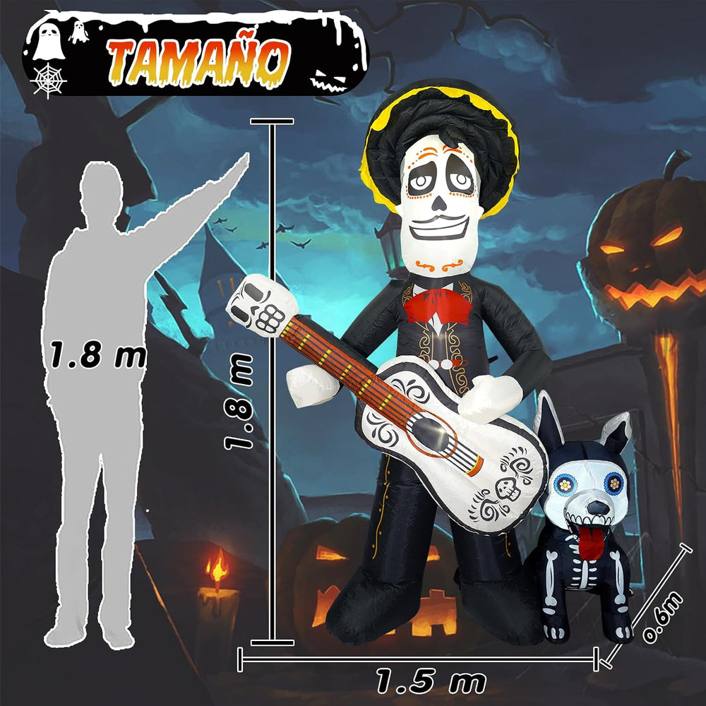 Dia De Los Muertos Decoration, 6 FT Halloween Inflatables Outdoor, Day of The...
