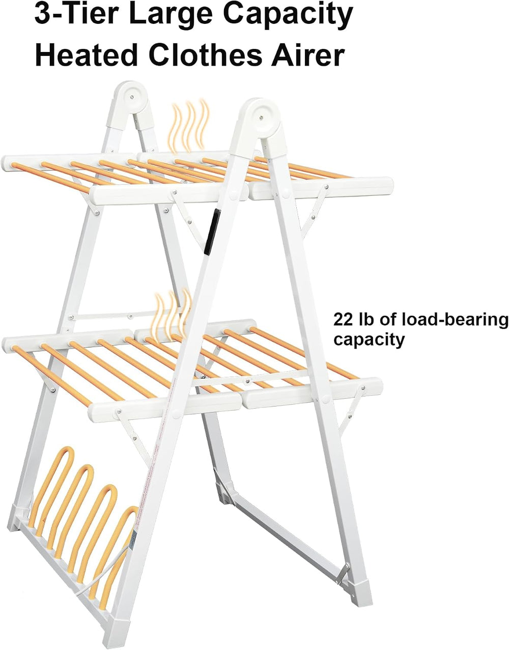 Heated Clothes Drying Rack Foldable Timer Shoes Socks,White