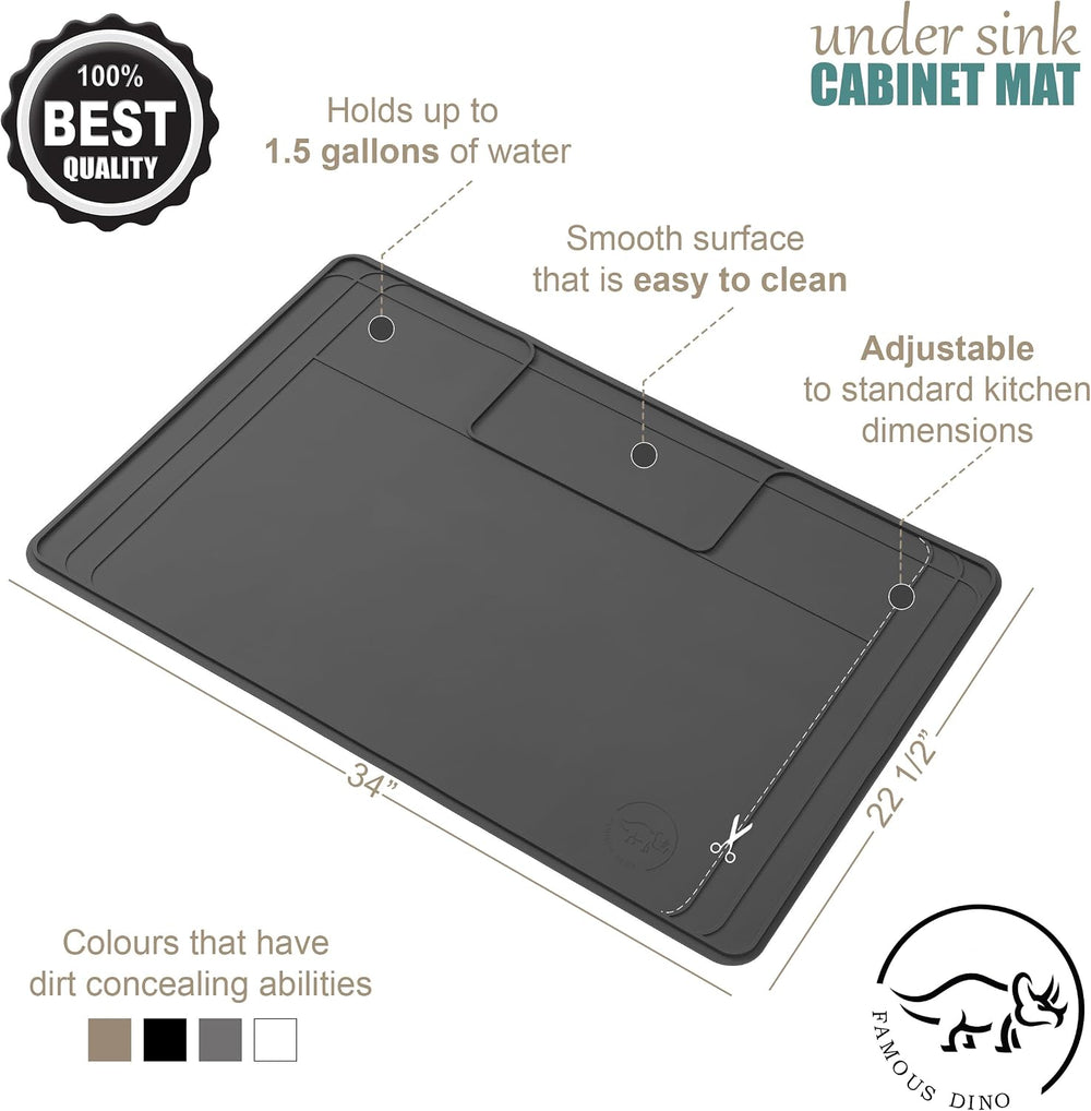 The Original Under Sink Mat - Silicone Waterproof mat, Trimmable, Easy to Cle...