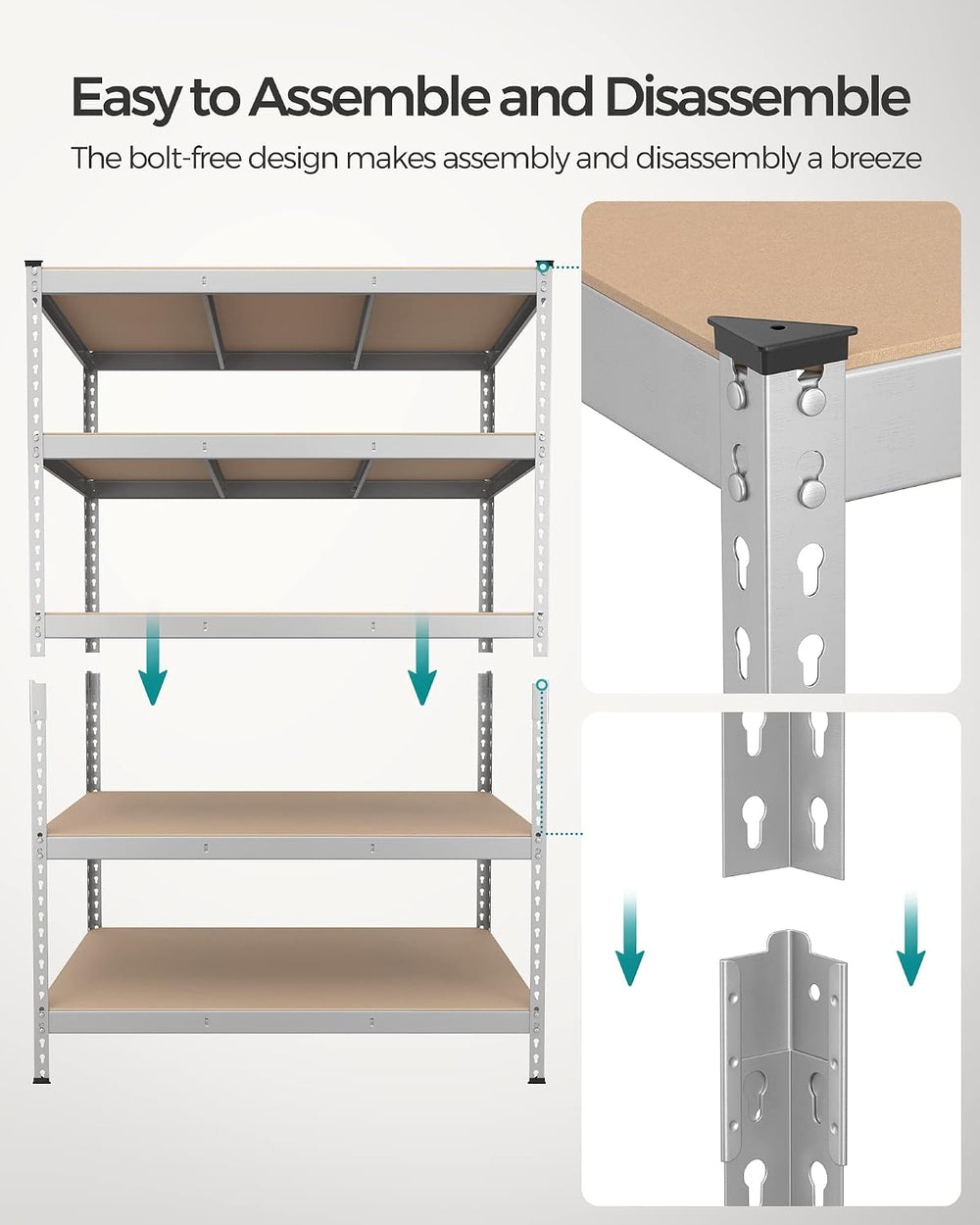 SONGMICS 5-Tier Storage Shelves, Load 2310 lb, Garage Storage, Boltless Assem...