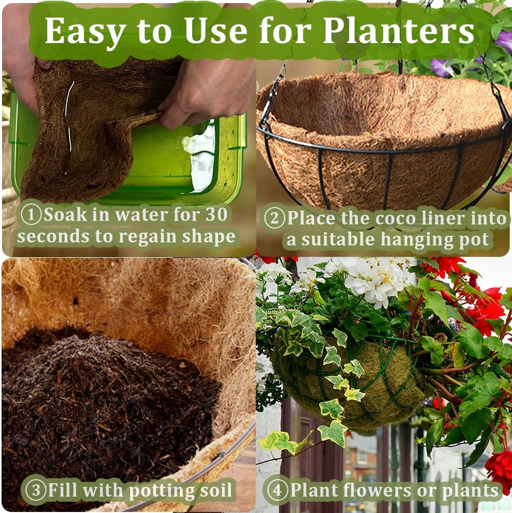 Coco Liner for planters 2PCS Replacement Round Plant Basket Liners Natural Co...
