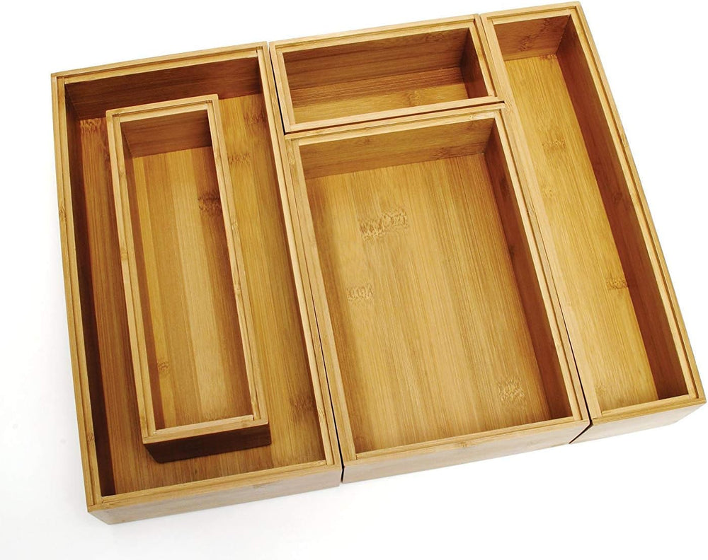Lipper International 88005 Bamboo Wood Drawer Organizer Boxes, Assorted Sizes...