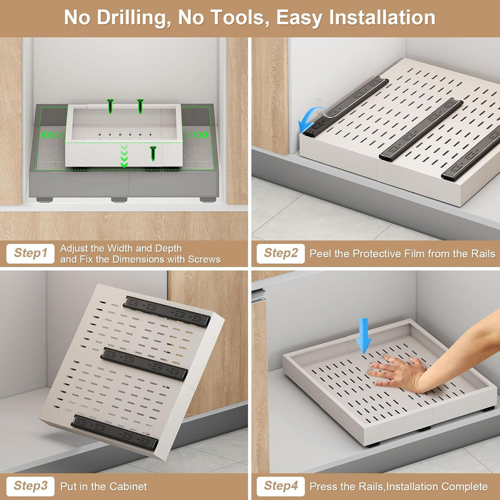 Fokyfok Pull out Cabinet Organizer,11"-16"W,17"-24"D,Expa...